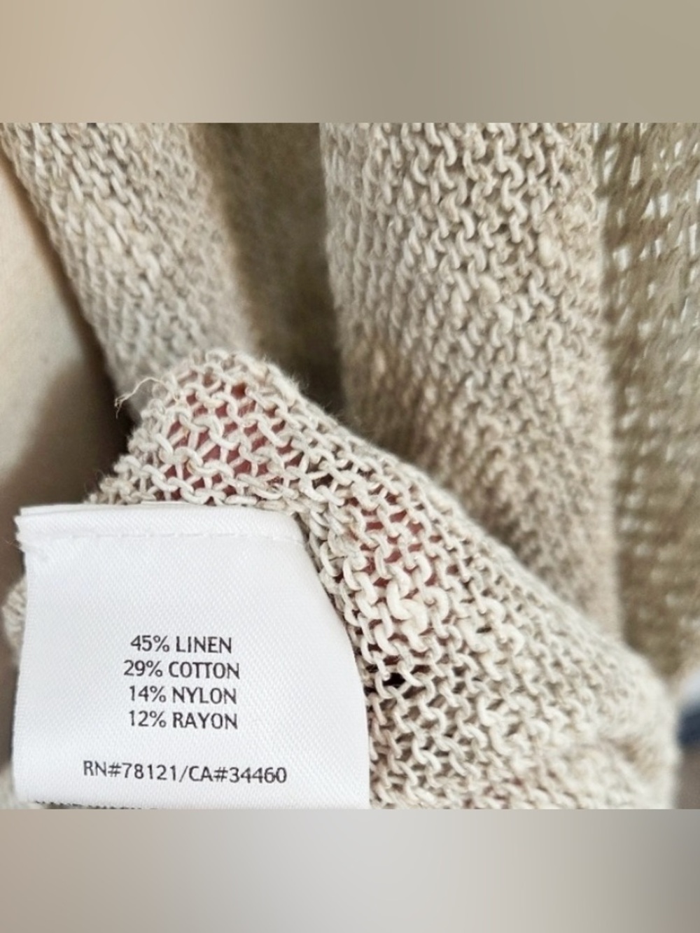Eileen Fisher Linen Blend Long Cardigan Oatmeal Beige L - Picture 4 of 4